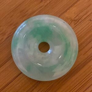 polished natural color jadeite donut, green jade donut, well polished